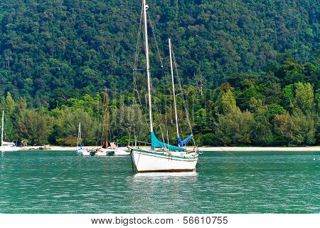Yatch And Green Sea