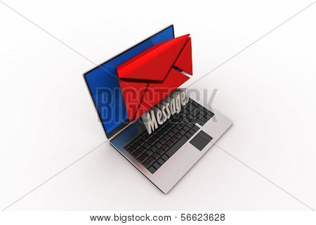 E-mail concept. Modern Laptop and envelope