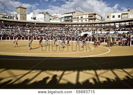 Spanish bullfighter at the paseillo or initial parade in Ubeda