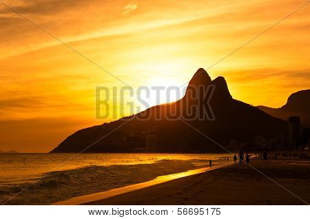 Warm Sunset on Ipanema Beach