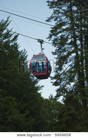 Gondola på kabel på bjerget