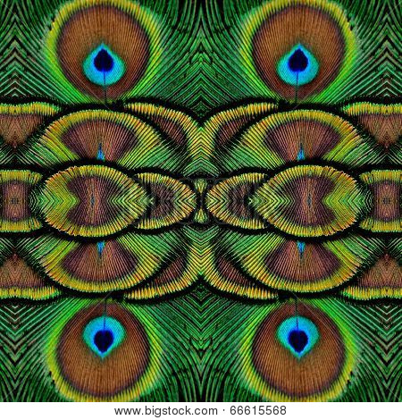 Beautiful Green Background Pattern Made From Green Indian Peacock Bird