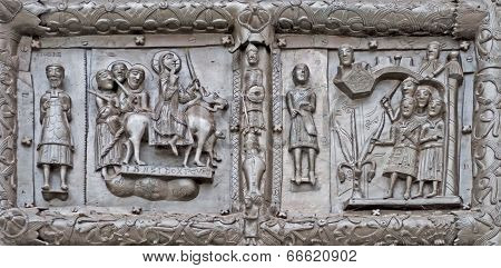 Ancient Bronze Gates With Scenes From The Bible