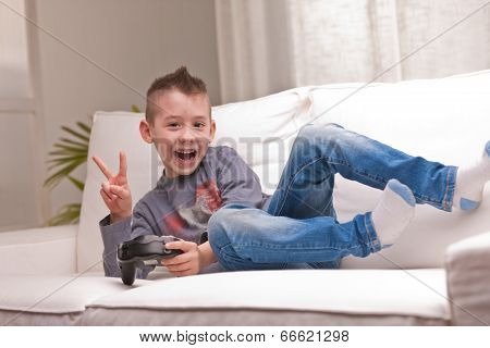 Little Boy Playing Video Games
