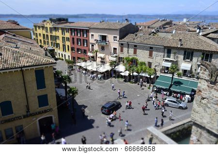 Aerial View Of Sirmione From The Scaliger Castle, Italy