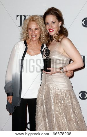 NEW YORK-JUNE 8: Actress Jessie Mueller (R) and Carole King pose in the press room at the American Theatre Wing's 68th Annual Tony Awards at Radio City Music Hall on June 8, 2014 in New York City.