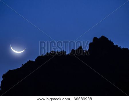 Night At Antisana Vocano With Moon And Rainforest