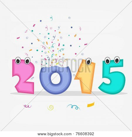 Happy New Year celebration concept with kiddish text 2015 on stylish grey background.