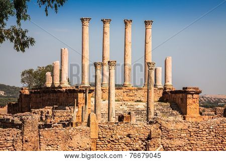 Roman Ruins Sanctuaire Esculape Thuburbo Majus Tunisia