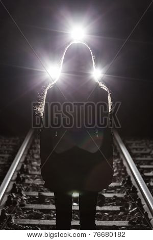 Girl Standing On Rails