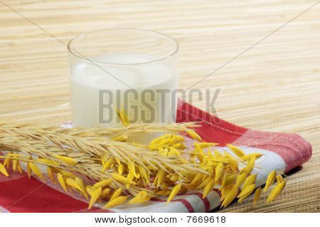 Glas mjölk och vete öron
