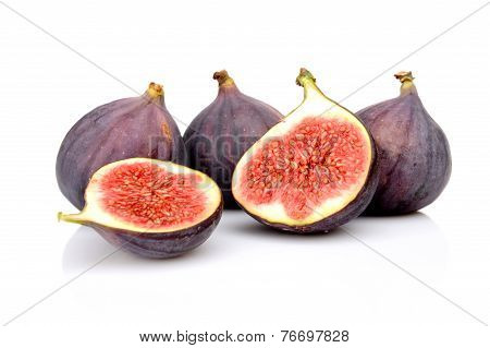 Group Sliced Figs Isolated On White Background