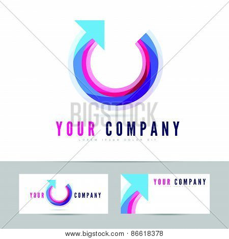 Arrow Circle Abstract Colored Logo