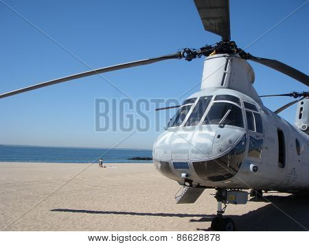 US Military Helicopter on the beach