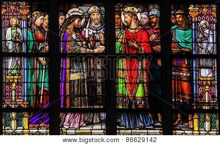 Stained Glass Of The Sacrament Of Marriage In Den Bosch Cathedral