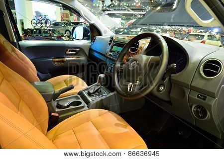 Bangkok - March 26 : Interior Design Of Passenger Room Of Volkswagen Amarok, Pick Up Truck, On Displ
