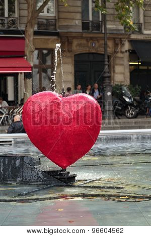 PARIS, FRANCE - SEPTEMBER 11, 2014: Stravinsky Fountain in Paris near the Arts Centre Pompidou