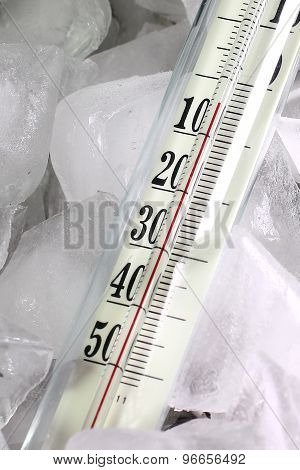 Thermometer and ice