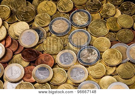 Two Euro Coin Closeup Finance Concept