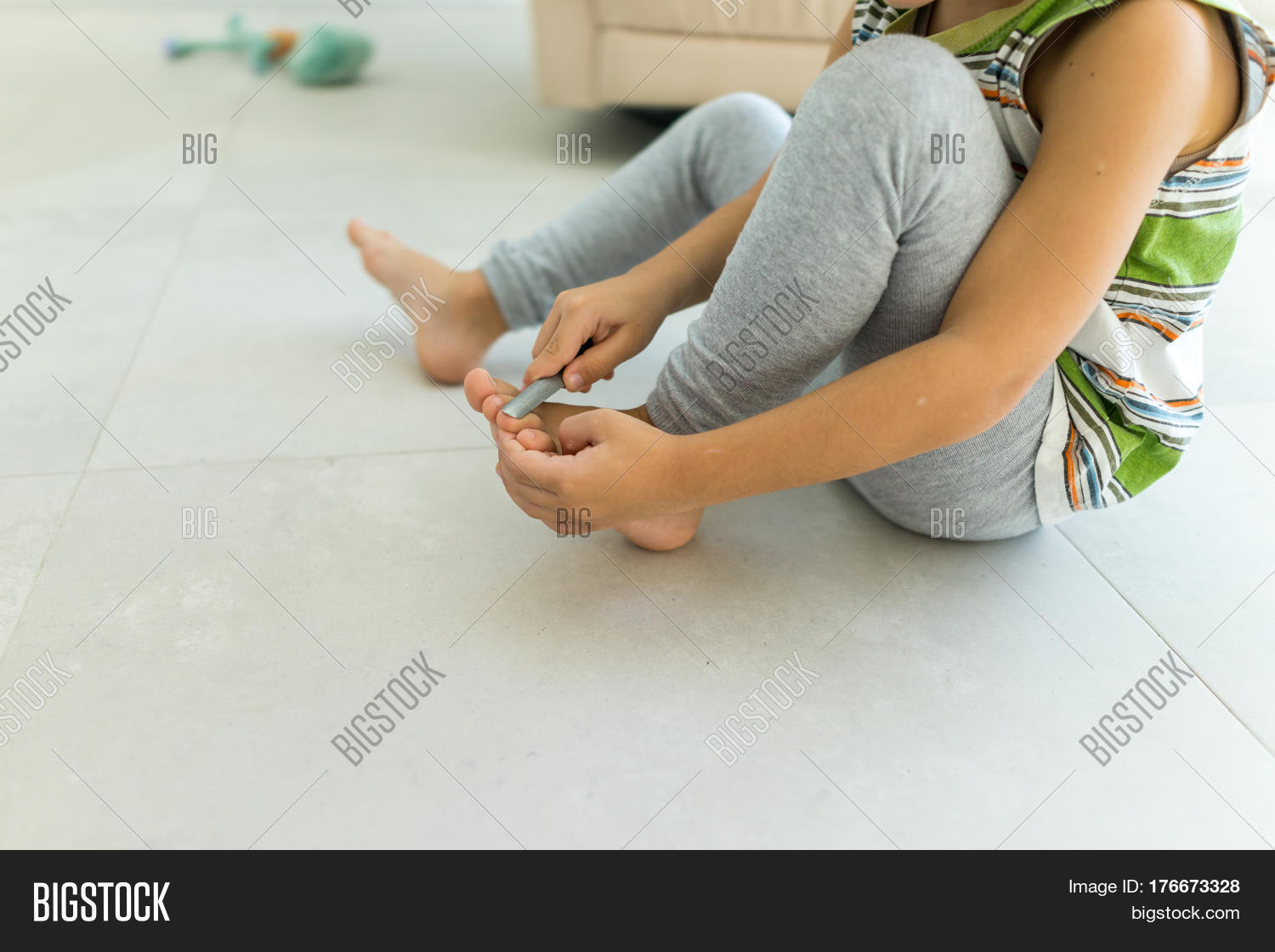 Cute Kid Cutting Nails Image & Photo (Free Trial) Bigstock