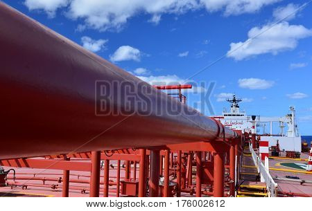A pipe of cargo system of large crude oil tanker
