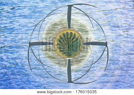 Abstract image of wind turbines. Wind turbine in the air swirl.