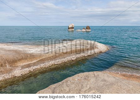 Hinta Hinyai (grandfather and grandmother rocks) natural creation rocks the famous landmark in Koh Samui southern of Thailand
