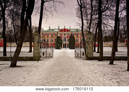 The gate is open for any visitor to the Kadriorg palace at Tallinn Estonia. The palace is the most notable landmark at the park at the capitol of Estonia.
