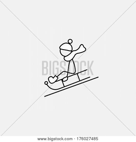 Stick figure boy doing winter activities vector