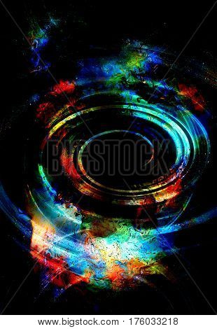 centripetal circle shapes on abstract colorful cosmic backgroung