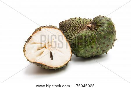Soursop exotic fruit isolated on white background