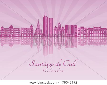 Santiago De Cali Skyline In Purple Radiant Orchid