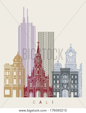 Santiago De Cali Skyline Poster