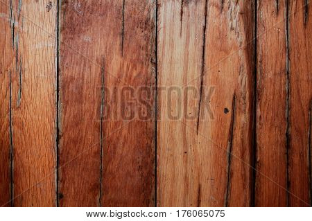 The surface of old wood is wet and dirty.