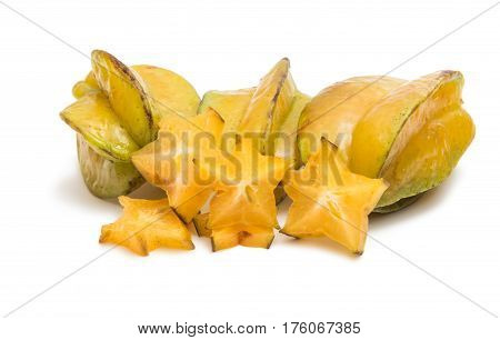 carambola exotic fruit isolated on white background