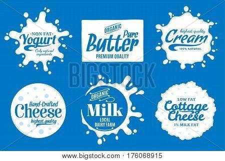 Milk Product Logo. Milk, Yogurt Or Cream Splashes