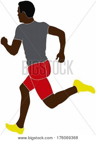 black man athlete sprinter runnning color silhouette