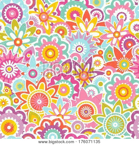 Seamless vector pattern with stylized flowers. Abstract floral background. EPS 10 vector illustration.