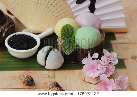 Daifuku Mochi Japanese dessert with black sesame