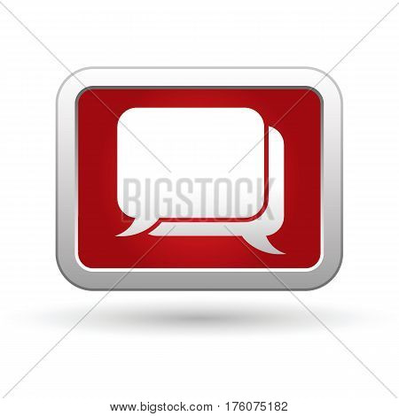 Speech bubbles icon on the button. Vector illustration