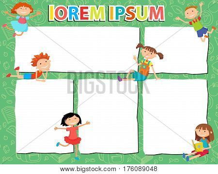 Vector brochure backgrounds with cartoon children. Infographic template design. Courtesy lesson for children rights to the banner advertisement for children illustration