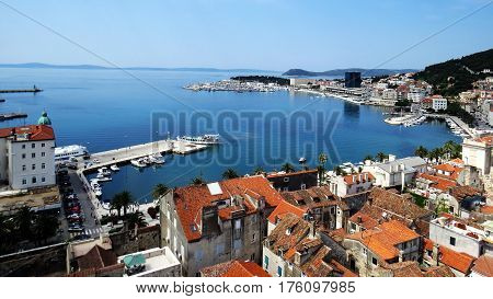 Split City Harbour and Docks, taken from the Cathedral of St. Dominus viewing tower