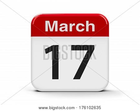 Calendar web button - The Seventeenth of March - St. Patrick's Day three-dimensional rendering 3D illustration