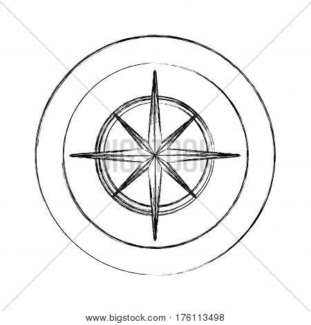 circular frame with silhouette compass star icon vector illustration