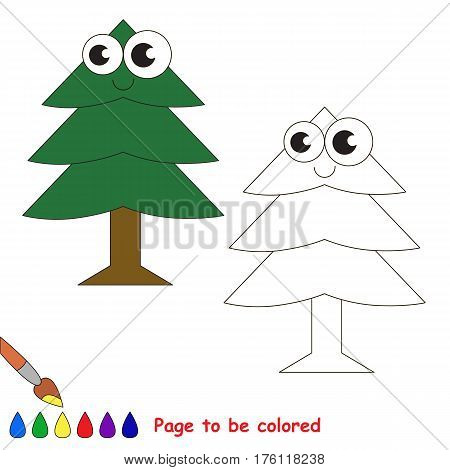 Fur Tree to be colored, the coloring book to educate preschool kids with easy kid educational gaming and primary education of simple game level.