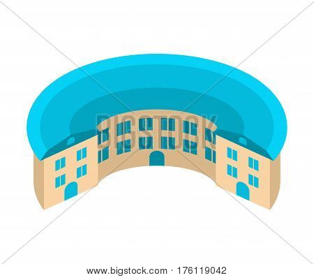 Round House. Circular Yard. Architecture Emblem. Unique Building