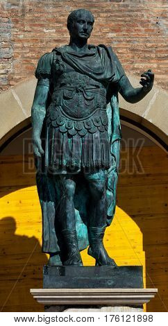 Statue of Gaius Julius Caesar in Rimini Italy