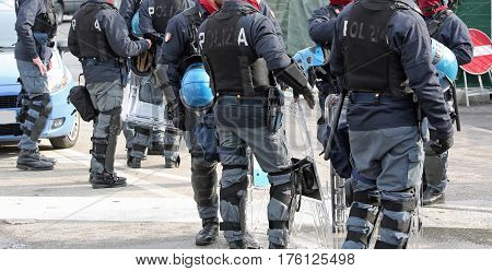 Police With Shields And Riot Gear During The Event In The City