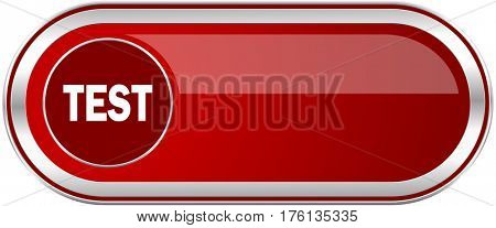 Test red long glossy silver metallic banner. Modern design web icon for smartphone applications