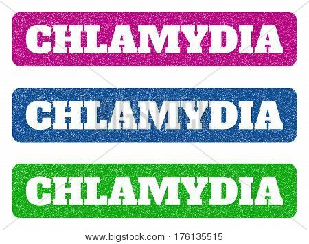 Colored Rubber Seal Stamps With Chlamydia Text Hole. Vector Message Inside Rounded Rectangular Shape